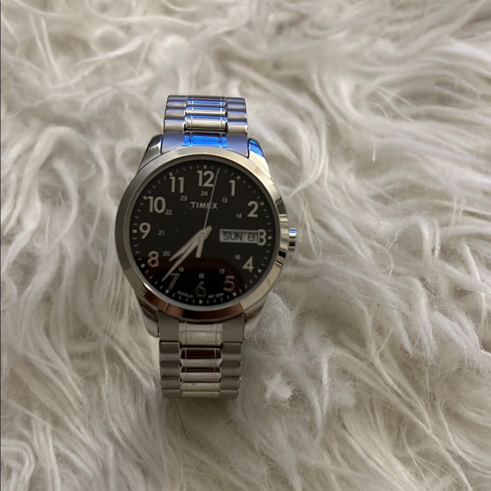 Timex Black Dial Silver Band Men's Watch